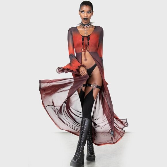 🆕️FIRM (LAST ONE) Killstar Everlasting Cold Sheer Ombre Bell Sleeve Cape L - Picture 6 of 12